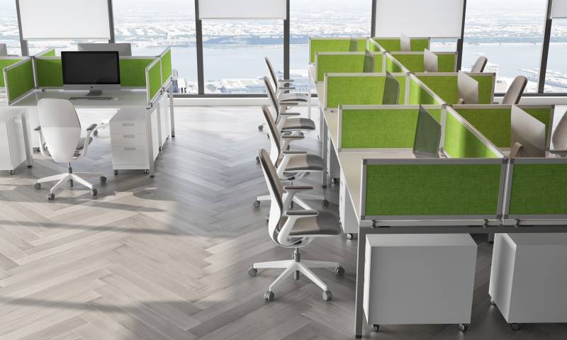 Écrans de séparation acoustiques REYEM dans un call center à PARIS